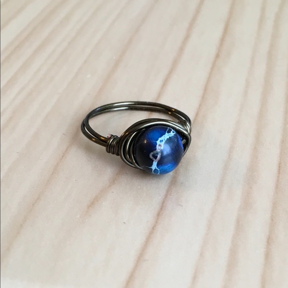 Blue Jasper Bead Copper Wire Ring - Picture 9 of 9